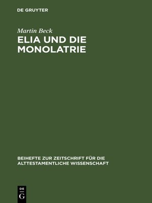 cover image of Elia und die Monolatrie